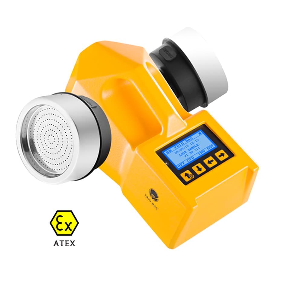 ATEX-zertifizierter Luftkeimsammler TRIO.BAS DUO mit zwei Sammelköpfen und Induktionsbetrieb